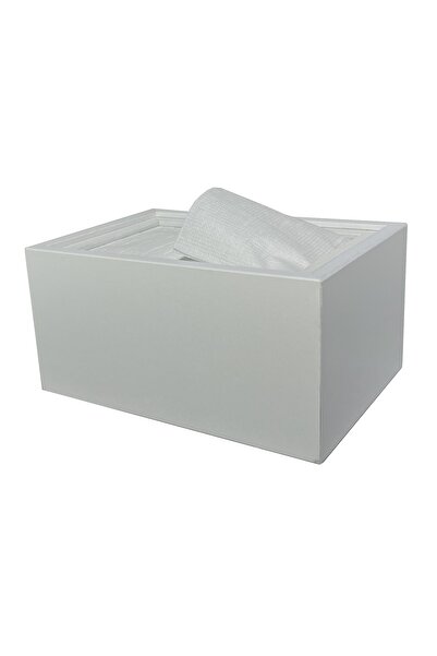 Mimoza Ahşap Masaüstü Yatay Peçetelik 12 Adet Restaurant Dispenser Beyaz