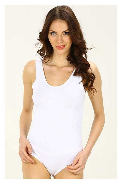 İmer Çamaşır Women's White Wide Strap Modal Snap Body 9252