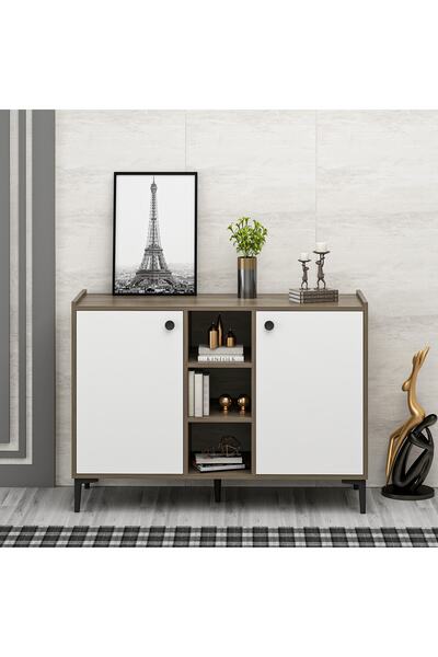 DEKOR İDA Ida Dekor Lova Konsol - Çok Amaçlı Dolap Ceviz - Beyaz