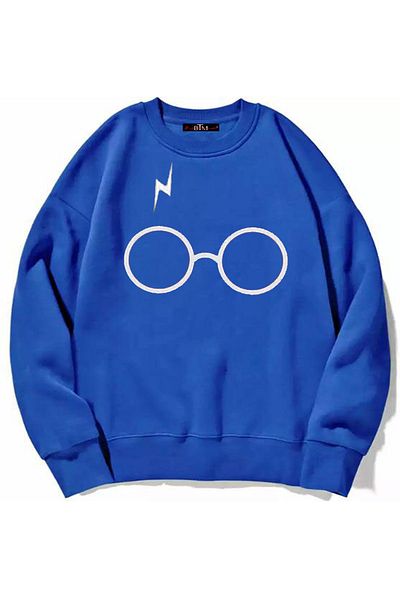 Buğraterzimoda Φούτερ Harry Potter με εκτύπωση σάκας μπλε σε υπερμέγεθος