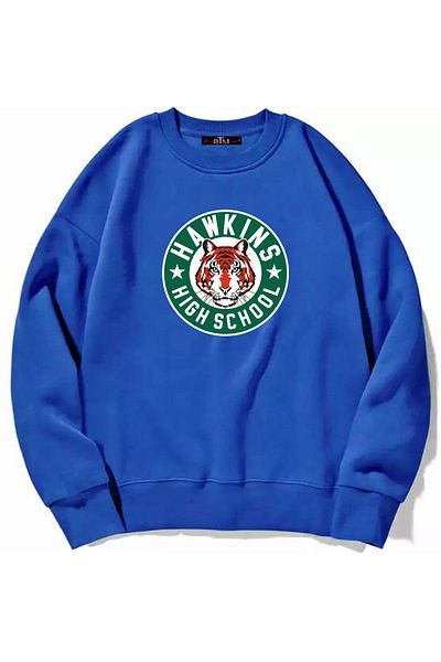Buğraterzimoda Φούτερ High School Saks Μπλε Κοντομάνικο Oversize