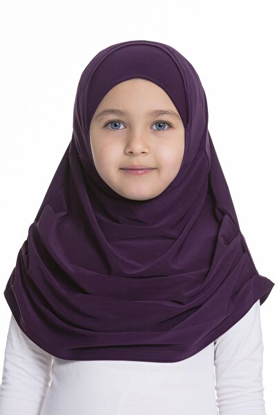 HÜRREM BONE Boneta hijab pentru copii, gata de practică, prune - țesătură nis...