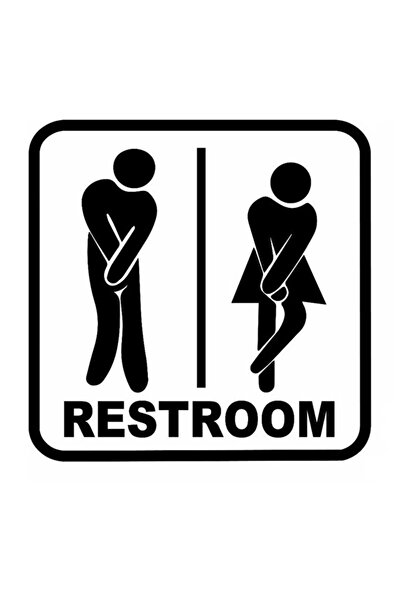 TSC ملصق باب المرحاض باللون الأسود مقاس 20 سم