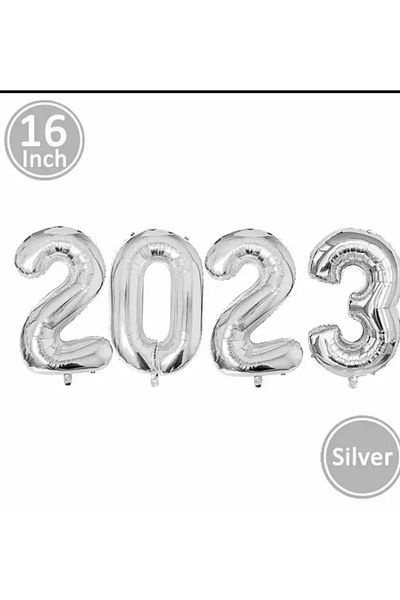Deniz Party Store Πρωτοχρονιά 2023 Foil Balloon Κάθε Μέγεθος Αριθμού 36 - 40 cm Ασημί