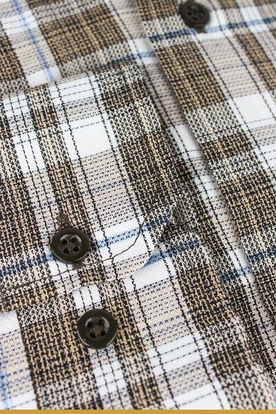 Varetta Ανδρικό πουκάμισο με καφέ καρό μακρυμάνικο κλασικό κομμένο γιακά με κουμπιά