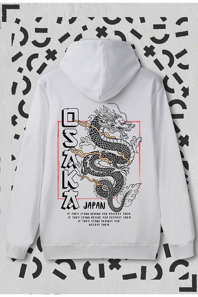 Jooy Company Φούτερ με κουκούλα Unisex White Osaka με στάμπα