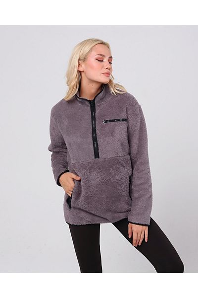 GENIUS STORE Store Dámská fleecová mikina s polovičním zipem Welsoft Outdoor Sports mikina se 3 kapsami