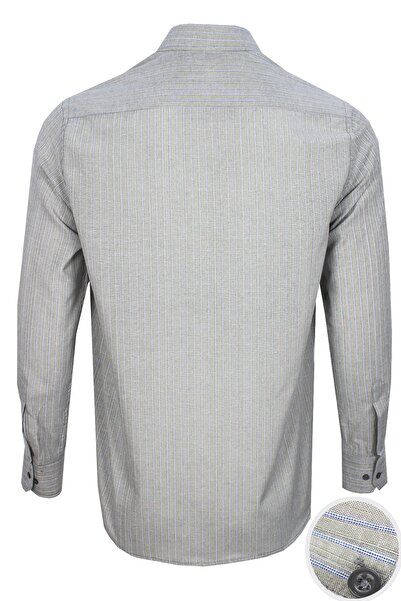 Varetta Ανδρικό πουκάμισο με μακρυμάνικο κλασικό κομμένο γιακά με γκρι ρίγες