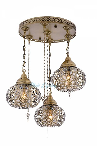 Modi Lighting Üçlü Eskitme Osmanlı Sarkıt Avize Mod-av-4466-3es