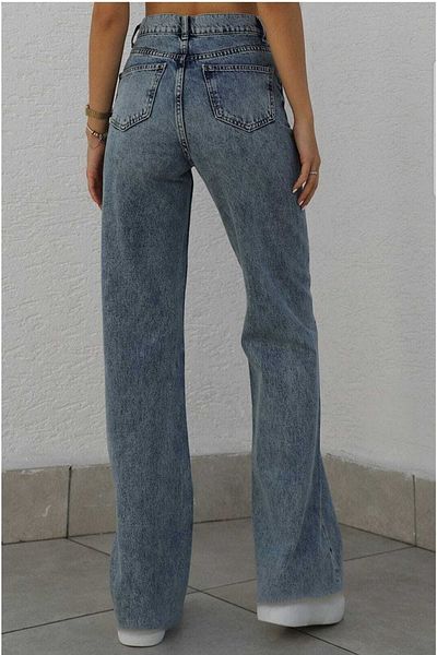 LİMABEL Blugi largi din Lycra pentru femei, albaștri, anii 90, cu picioare largi, pantaloni Palazzo