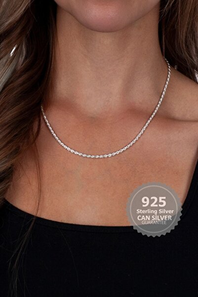 CAN SİLVER 925 Ayar Gümüş 2,5mm Halat Zincir Unisex Kolye