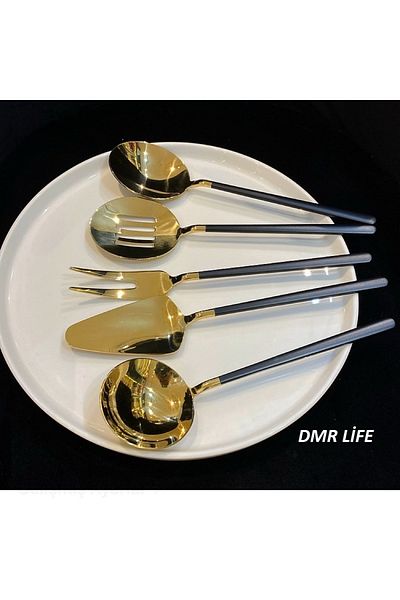 DMR LİFE طقم صلصة سوداء من التيتانيوم مكون من 5 قطع