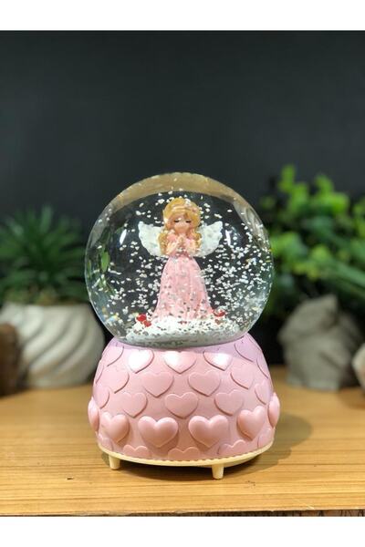 Lapidaria Melek Temalı Işıklı Müzikli Püskürtmeli Kar Küresi Büyük Boy Ve Papatya Kolye
