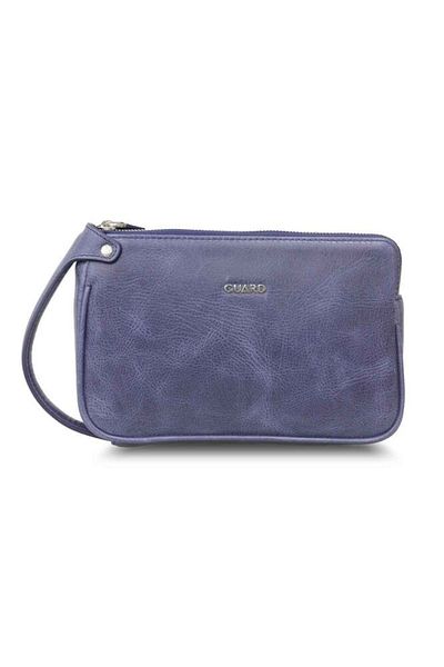GUARD Genuine Leather Antique Navy Blue Double Zipper Unisex Handbag / 1831
