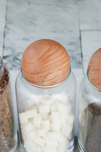 FBZhome Ahşap Top Kapak Küre Top Kapak Karaf Ve Kavanoz Kapağı 7.5 Cm ( 1 Adet )