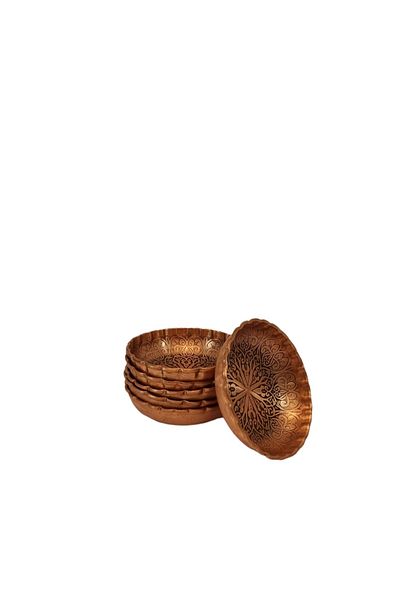 KAYSERİ BAKIRCILIK Copper Plate - Snack Bowl Set of 6, Antique, Small