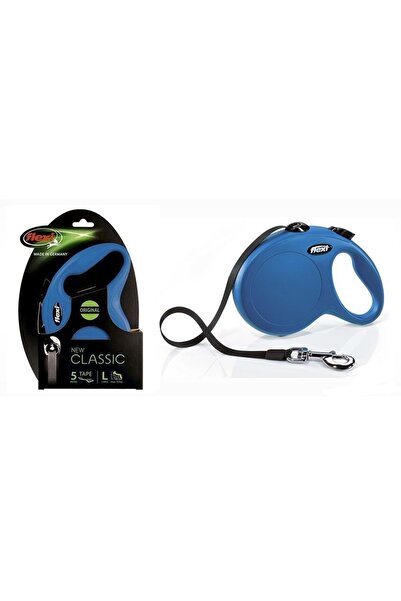 Flexi New Classic 5m. L Mavi Şerit Kayışlı Gezdirme Tasması