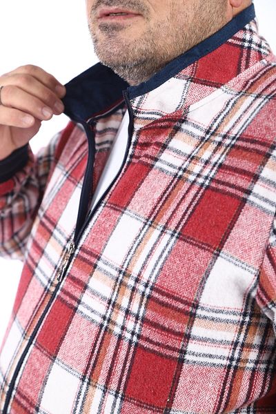 MocGrande Μεγάλο μέγεθος Stand-up Collar Sweat Lumberjack 22219-μπορντό