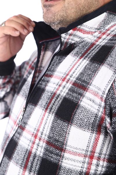 MocGrande Μεγάλο Μέγεθος Stand-up Collar Sweat Lumberjack 22219-γκρι