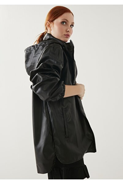 MEECY Women's Leather Raincoat