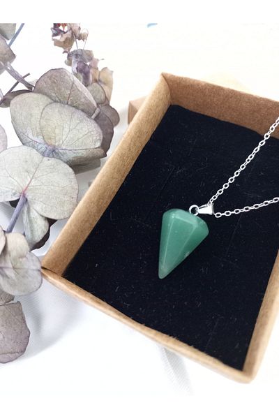 SENGDOĞALTAŞ Aventurine Pandule Natural Stone Necklace