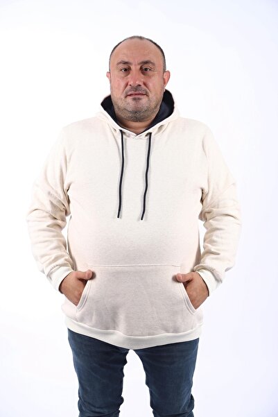 Starbattal Sweat de bază pentru bărbați de mărime mare cu glugă 11700-bej Mel...