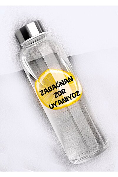 Ayzi Tasarım Zabağnan Zor Uyanıyoz Tasarım Suluk Matara Cam Su Şişesi 500 Ml ...