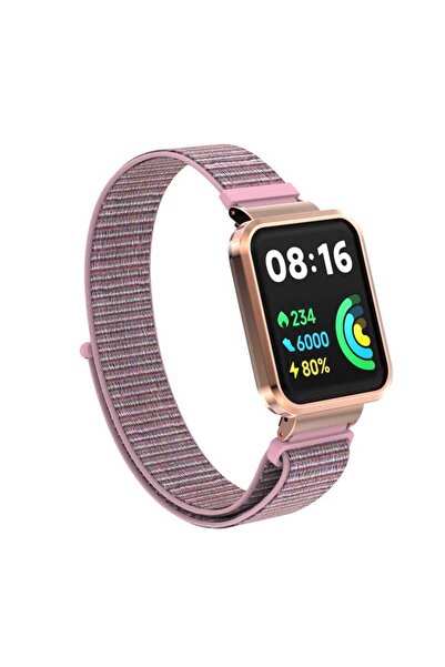 UnDePlus Xiaomi Redmi Watch 2 Lite Kordon Kasalı Hasır Kordon Pink Sand-no16