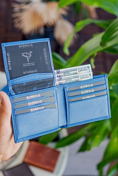 Garbalia Kevin Genuine Leather Natural Leather Petrol Blue Men's Wallet