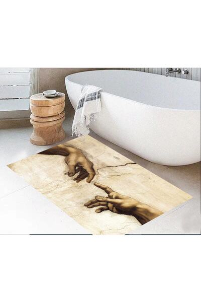eco concept Non-Slip Base, Bath Mat, Patterned Written Bath Mat, Decorative Mat, 60x100 Cm