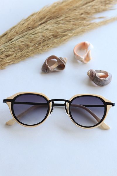 LOOKUP NEW Anastasia Unisex Oval Cream Beige Frame Uv400 Black Gradient New Season Sunglasses