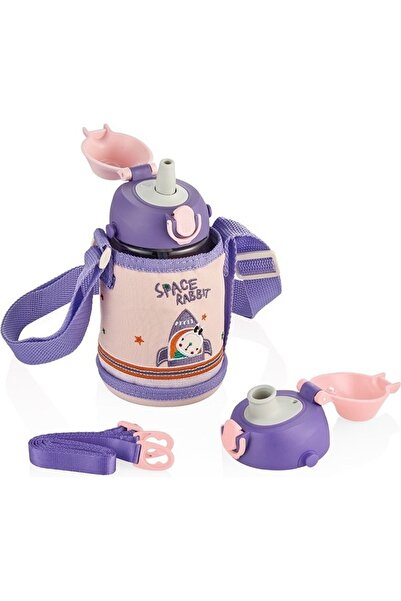 Vagonlife زجاجة مياه للأطفال من Uzspace 2041 بسعة 700 مل مع حقيبة وحزام للحمل