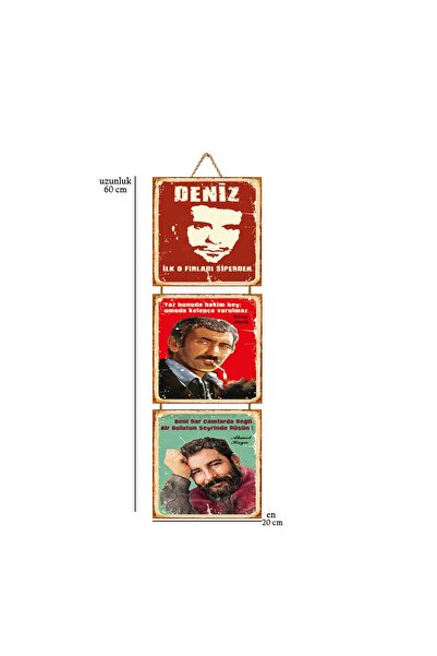 TAKIFİX Deniz Gezmiş Yılmaz Güney Ahmet Kaya Tasarımlı 20x20 Cm Üçlü Ahşap Po...