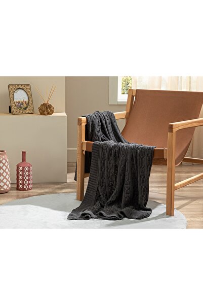English Home North Pole Triko Koltuk Şalı 130x170 Cm Antrasit