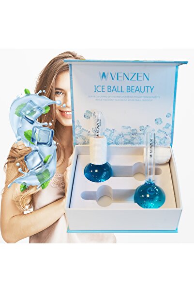 Venzen Ice Globes Buz Küresi Soğuk Masaj Ve Terapi Topu 2 Adet Mavi Borasilikat Cam (SAKLAMA KUTUSU ILE)