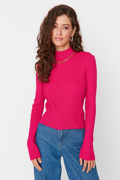 Trendyol Collection Fuchsia Back Detailed Crop Knitwear Sweater TWOAW23KZ01748