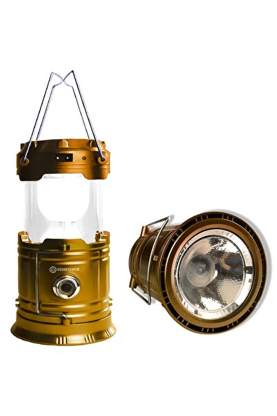 DEMPOWER Solar Güneş Enerjili Şarjlı Led Kamp Feneri Lamba Gold Renk