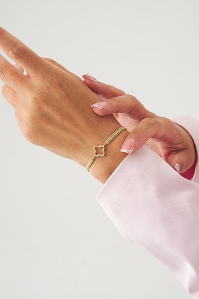 Eva Takı Gold Clover Knit Rope Best Friends Bracelet