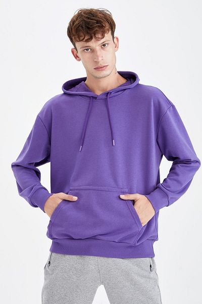 DeFacto Oversize Fit Hooded Basic Cotton Sweatshirt with Soft Fuzz Inside