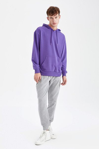 DeFacto Oversize Fit Hooded Basic Cotton Sweatshirt with Soft Fuzz Inside