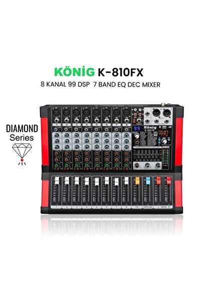 König K-810 Fx 8 Kanal 7 Band Equalizer 99 Dsp Effect Diamond Serisi Dec Mixer