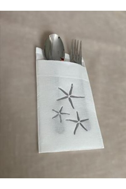 kidspartim مناديل جيب نجم البحر الأبيض المذهب باللون الفضي 12 قطعة 40x40