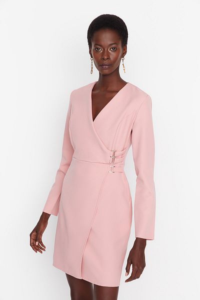 Trendyol Collection Ροζ Διπλό Υφαντό Φόρεμα TWOAW23EL00897