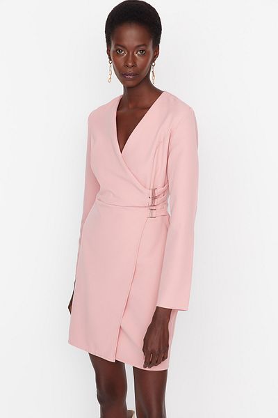 Trendyol Collection Ροζ Διπλό Υφαντό Φόρεμα TWOAW23EL00897