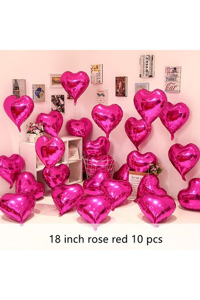 DÜVENCİ TİCARET 18 Inç Pembe Kalp Balon Aşk 10 Lu