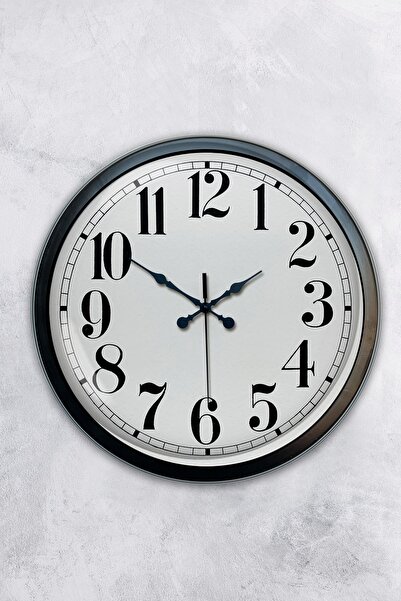AİB STORE ساعة حائط بأرقام لاتينية معدنية سوداء مقاس 40 سم