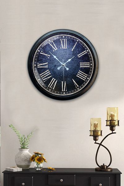 Kasva Concept Gift 40 cm Black Metal Blue Wall Clock