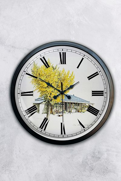 Kasva Concept Gift 40 cm Black Metal Landscape Wall Clock
