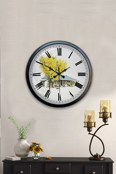 Kasva Concept Gift 40 cm Black Metal Landscape Wall Clock