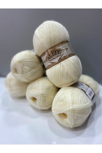 Alize 5 Li Angora Gold Πλεκτό Χέρι - 62 Κρέμα